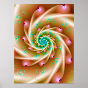 Affiche Cœurs roses en spirale