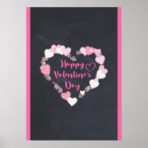 Affiche Coeurs roses scintillants de heureuse