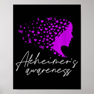Affiche Cœurs Ruban Violet Maladie d'Heimer