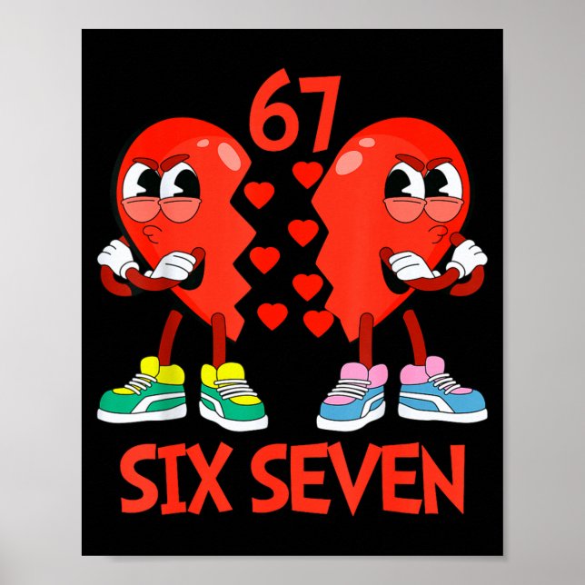 Affiche Cœurs Saint-Valentin Drôle Six Sept 6 7 Mème Gen A (Devant)