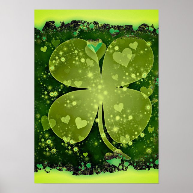 Affiche Coeurs shamrocks (Devant)