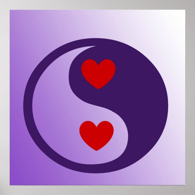 Affiche Coeurs violets Yin Yang (Devant)