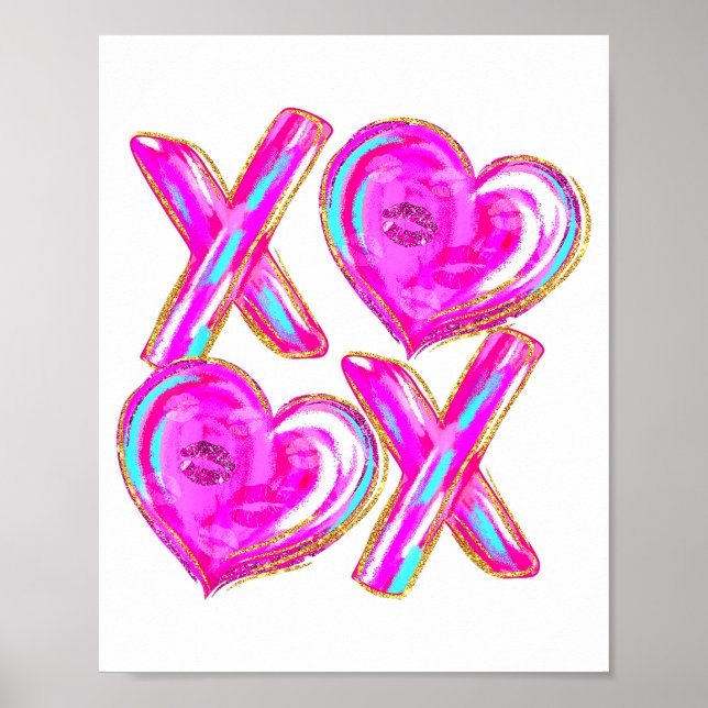Affiche Cœurs Xoxo Saint-Valentin Femmes Filles Vday  (Devant)