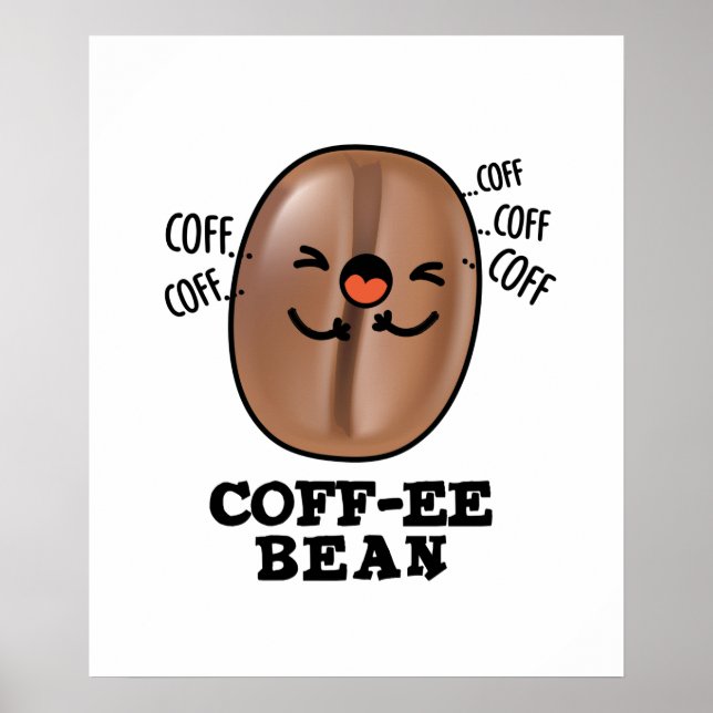 Affiche Coff-ee Funny Coussin Coffee Bean Pun (Devant)