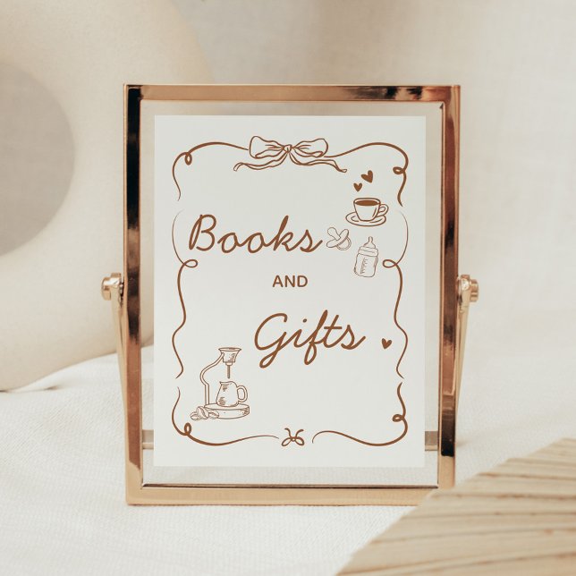 Affiche Coffee Baby is Brewing Shower Books and Gifts Sign (Coffee Baby is Brewing Baby Shower Sign)