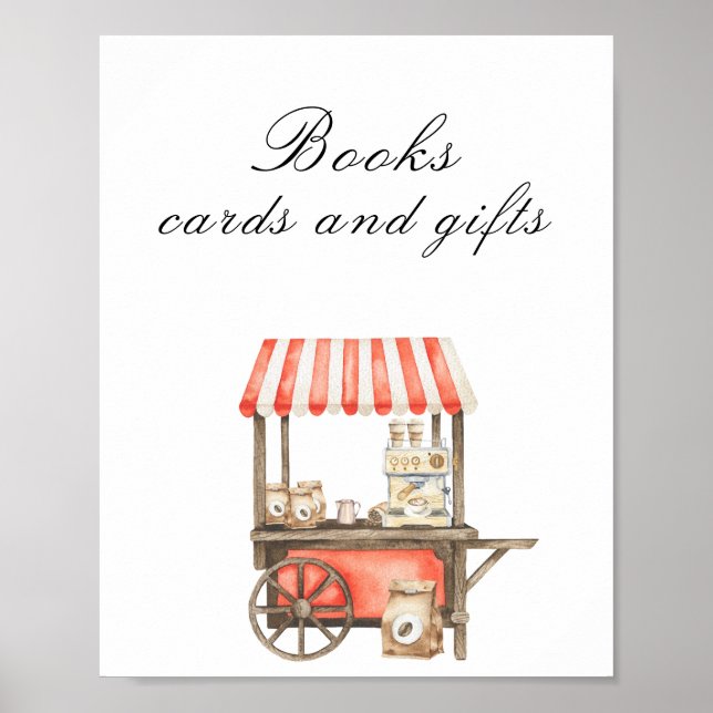 Affiche Coffee baby shower - Books, cards and gifts (Devant)