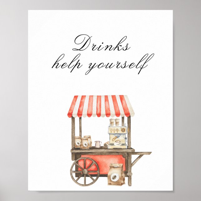 Affiche Coffee baby shower - Drinks, help yourself (Devant)