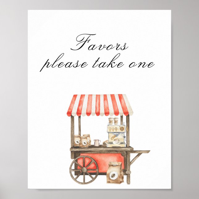Affiche Coffee baby shower - favors, please take one (Devant)