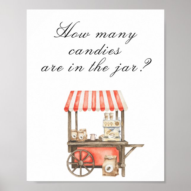 Affiche Coffee baby shower - guess how many candies in jar (Devant)