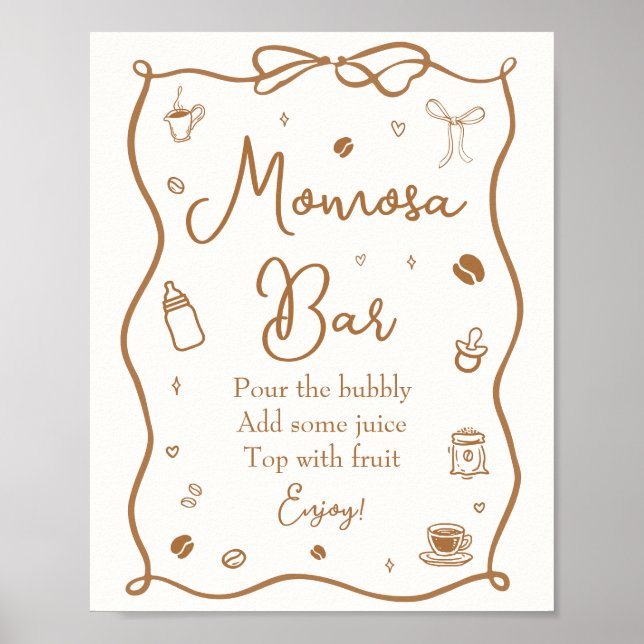 Affiche Coffee Baby Shower Momosa Bar (Devant)