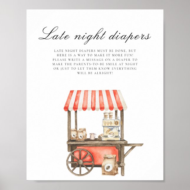 Affiche Coffee cart - Late night diapers game (Devant)