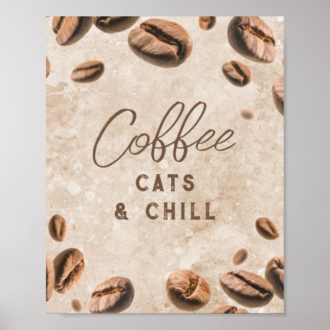 Affiche Coffee Cats Chill Cute Funny Caffeine Addict Lover (Devant)