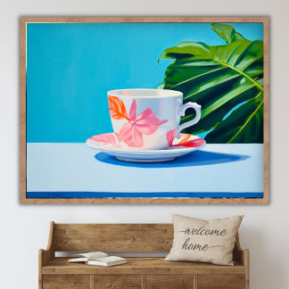 Affiche Coffee Cup Still Life Oil Painting, Modern Fine Ar