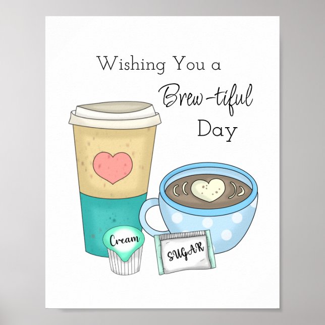 Affiche Coffee et citation dessinés à la main (Devant)