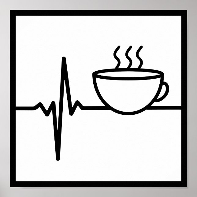 Affiche Coffee Heart Beat line art pour Coffee Lover (Devant)