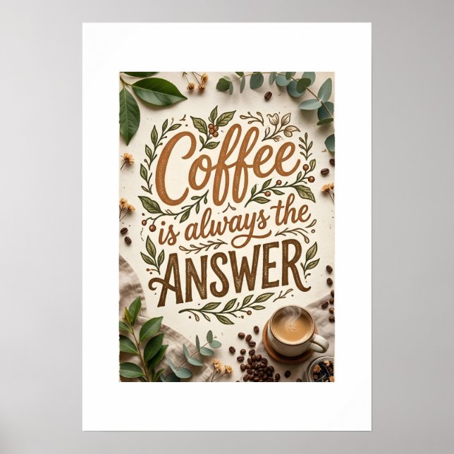 Affiche coffee is always the answer (Devant)