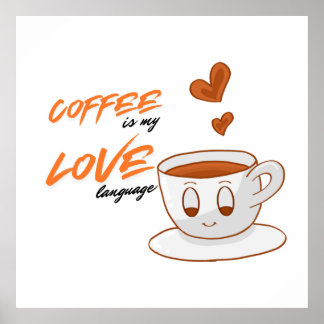 Affiche Coffee Love – Cute Coffee Illustration Cafe Wall 
