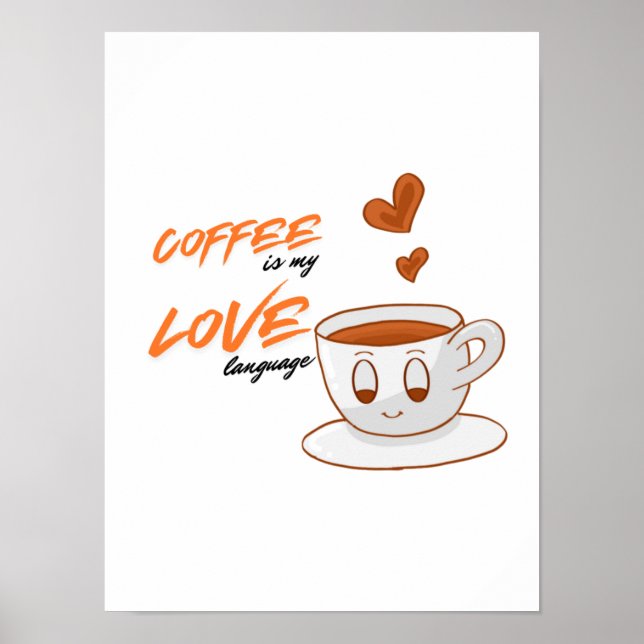 Affiche Coffee Love – Cute Coffee Illustration Cafe Wall P (Devant)
