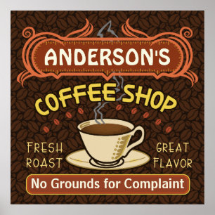 Affiche Coffee shop with Mug Create Your Own Personalized