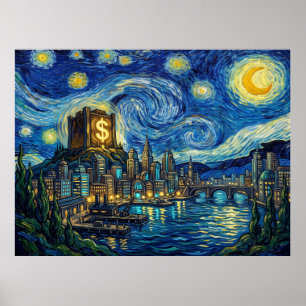 Affiche Coffre-fort de Duckburg Starry Night Bande dessiné