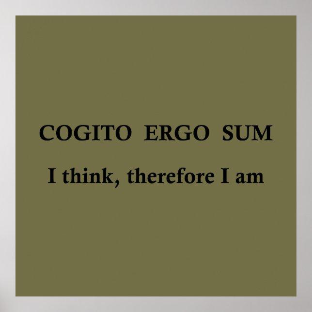 Affiche cogito ergo sum, expression latine (Devant)