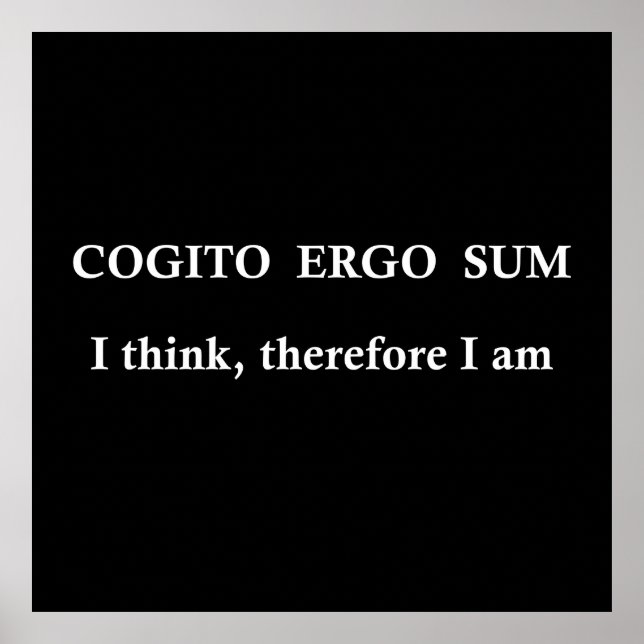 Affiche cogito ergo sum, expression latine (Devant)