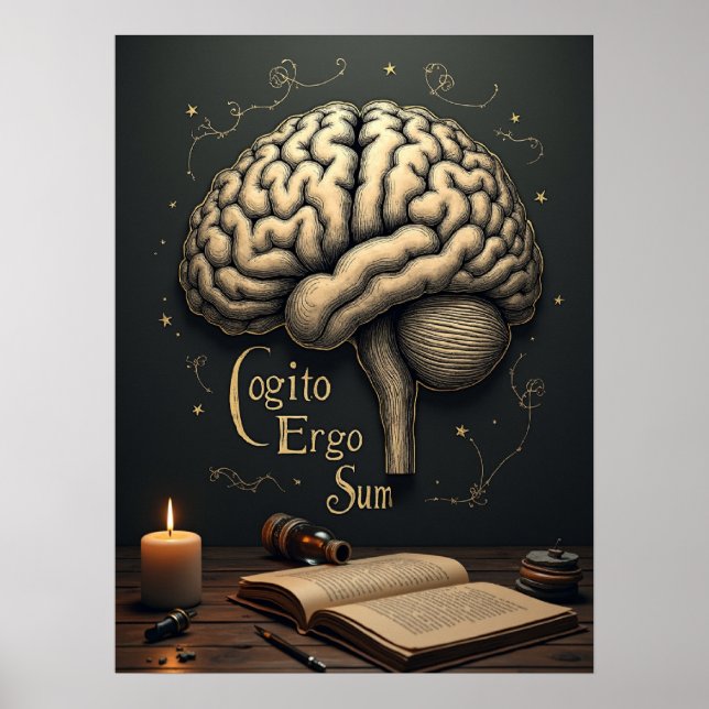 Affiche Cogito Ergo Sum - Philosophie universitaire gothiq (Devant)