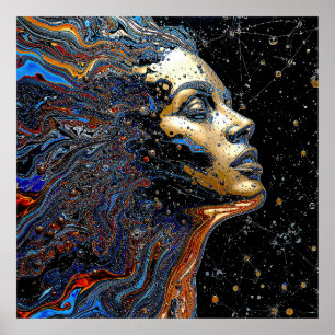 Affiche "Cognition Céleste" – Un Portrait Surréaliste
