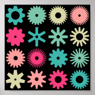 Affiche Cogs - Couleurs 01 - sur Noir