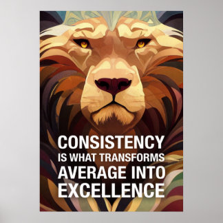 Affiche Cohérence Lion Motivational Citations