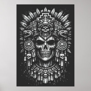 Affiche Coiffe de crâne aztèque par BurnsInHell