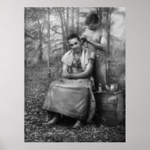 Affiche Coiffeur - 2ÈME GUERRE MONDIALE - coupe de cheveux