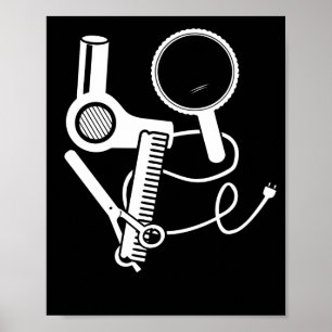 Affiche Coiffeur Amour Sèche-cheveux Ciseaux Barbier Brush