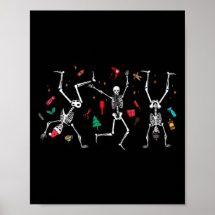 Affiche Coiffeur de Noël Skeleton Dancing Coiffeur