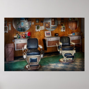 Affiche Coiffeur - Frenchtown, NJ - deux vieilles chaises