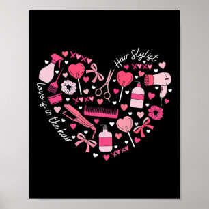 Affiche Coiffeur Saint-Valentin Cœur Cosmétique Coiffeuse