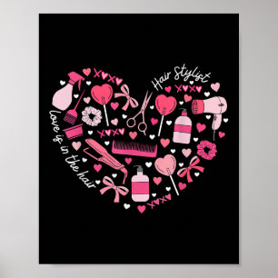 Affiche Coiffeur Styliste Valentines Day Coeur Coeur Cosm