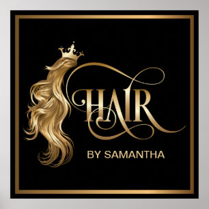 Affiche Coiffeuse styliste moderne typographie or extensio