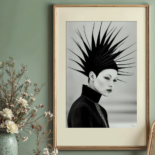 Affiche Coiffure dramatique : Portrait monochrome avant-ga