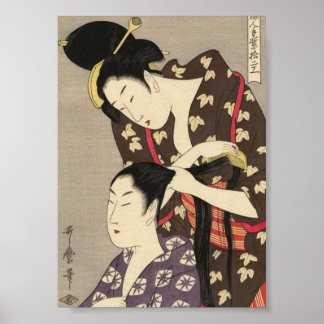 Affiche Coiffure pour femmes Utamaro Yuyudo Art Ukiyo-e