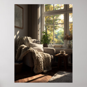 Affiche Coin Automnal avec Fauteuil Beige