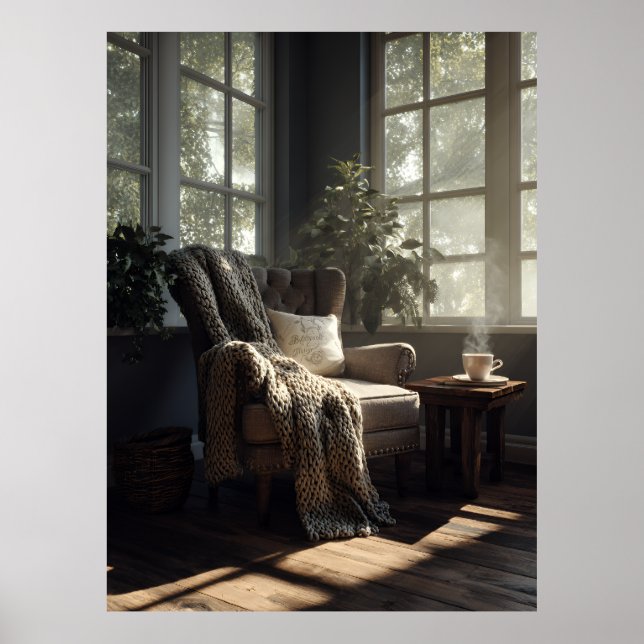 Affiche Coin Chaise Longue Ensoleillé Cosy (Devant)