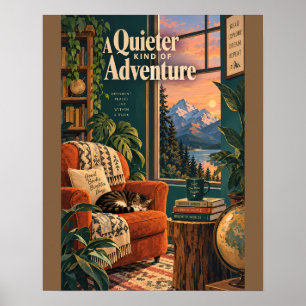 Affiche Coin confortable illustré avec citation de lecture