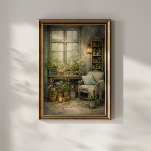Affiche Coin de fenêtre de jardin cosy