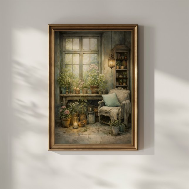 Affiche Coin de fenêtre de jardin cosy (Créateur téléchargé)