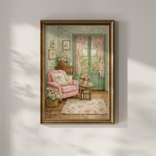 Affiche Coin de lecture de jardin Shabby Chic