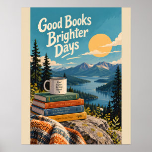 Affiche Coin lecture confortable dans la nature Illustrati
