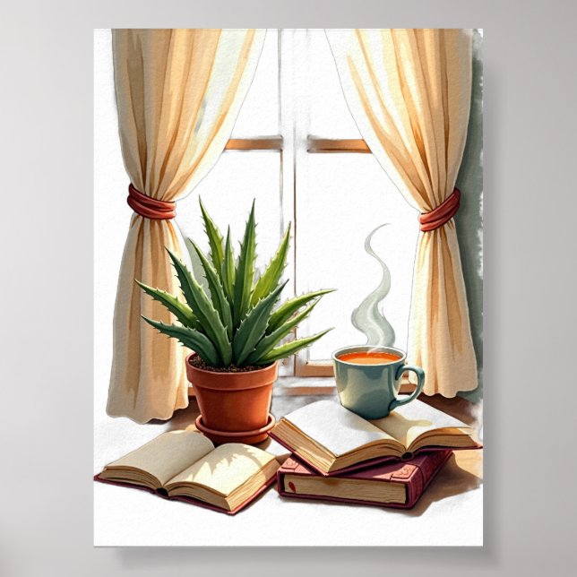 Affiche Coin lecture de parent de plante Succulent et livr (Devant)