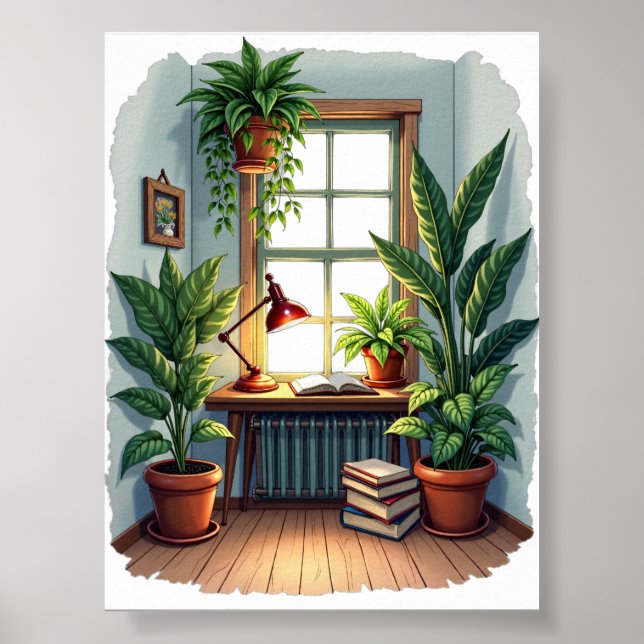 Affiche Coin lecture des parents de plantes - Ambiance cos (Devant)
