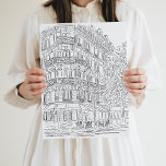 Affiche Coin parisien noir et blanc<br><div class="desc">Belle illustration d'angle parisienne dessinée à la main. Reproductions d'art jouées pour votre maison!</div>